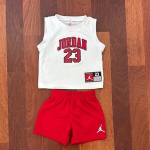 Jordan Infant White and Red Jersey Set